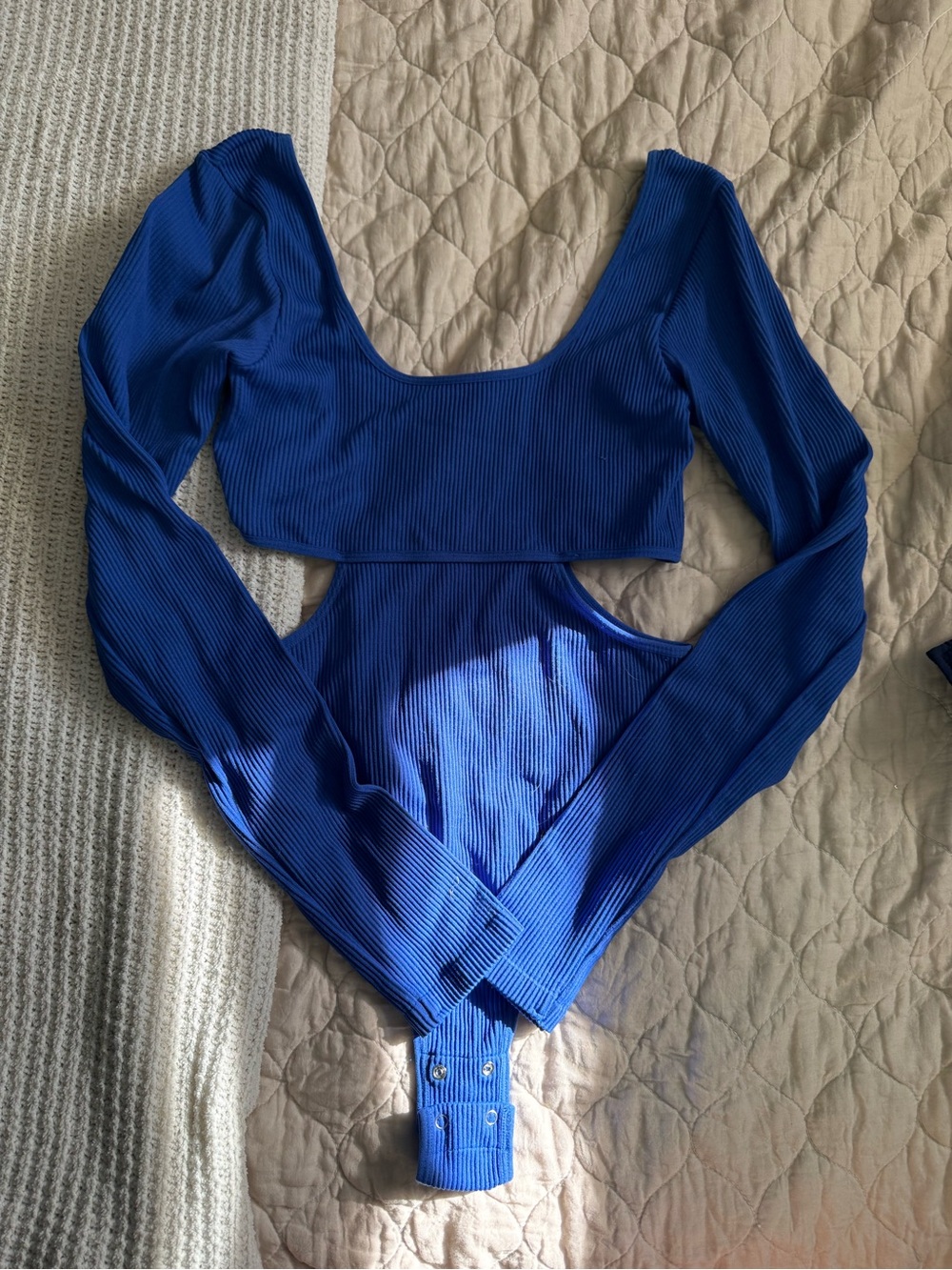 Scoop Neck Cutout Ribbed Bodysuit
